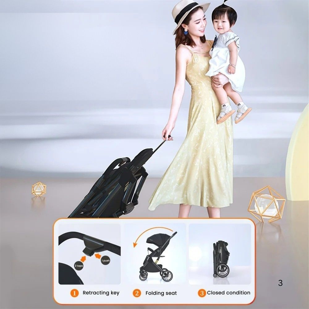 Poussette bébé pliable d'une main – système de pliage facile et compact
