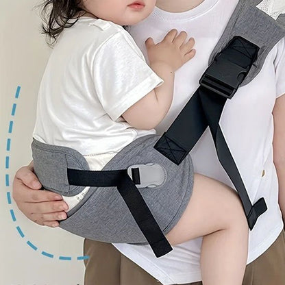 Écharpe porte-bébé grise ergonomique avec soutien lombaire renforce pour un portage confortable et sécurisé du bébé