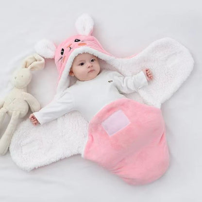 Nid d'ange rose clair pour bébé, capuche à oreilles mignonnes, idéal pour les oreilles mignonnes, idéal pour les sorties en hiver.