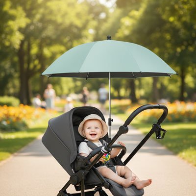 Ombrelle pour poussette en utilisation – protection solaire bébé"