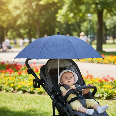 Détail de l'ombrelle pour poussette ajustable"