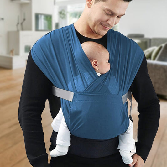 Porte écharpe bleue bébé-papa