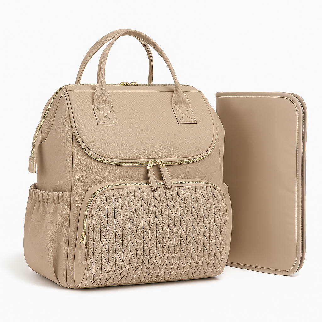 Sac à langer, sac à dos beige 