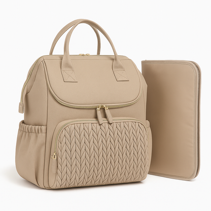 Sac à langer, sac à dos beige 